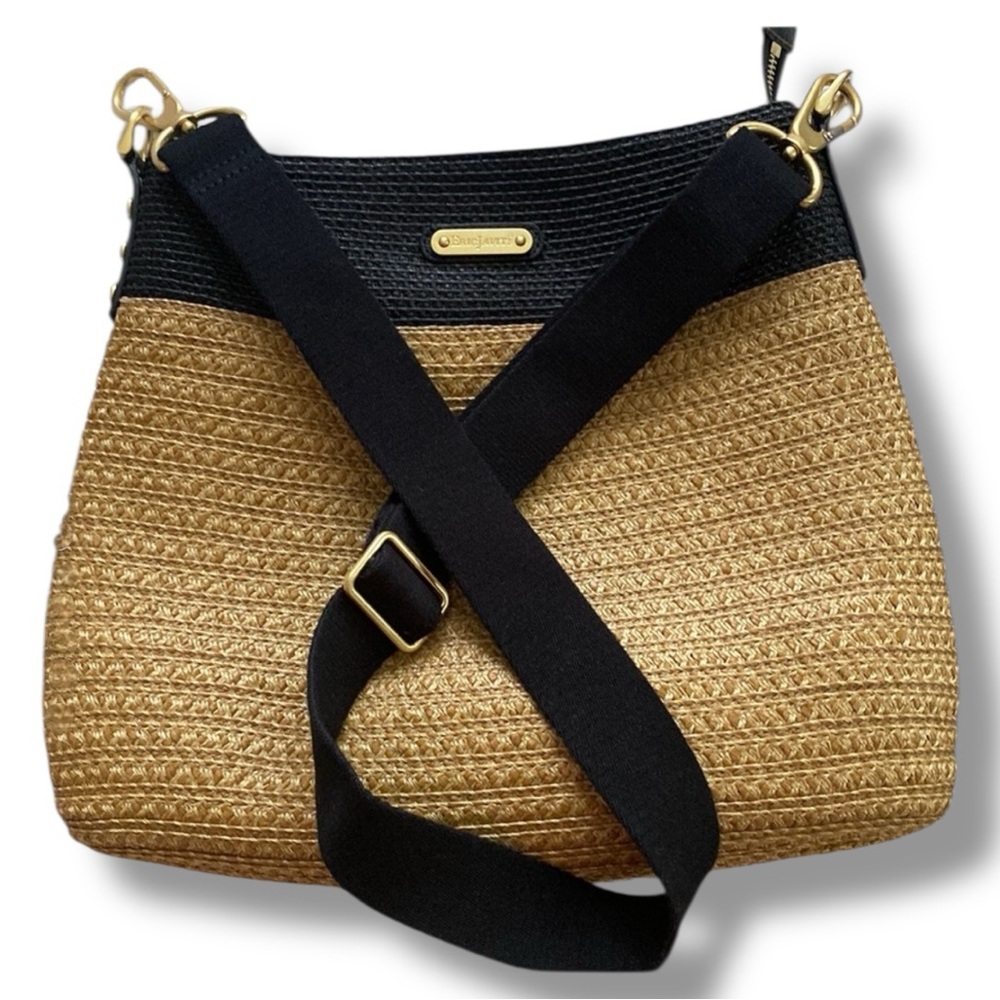 Eric Javits Woven Tan and Black Shoulder Bag